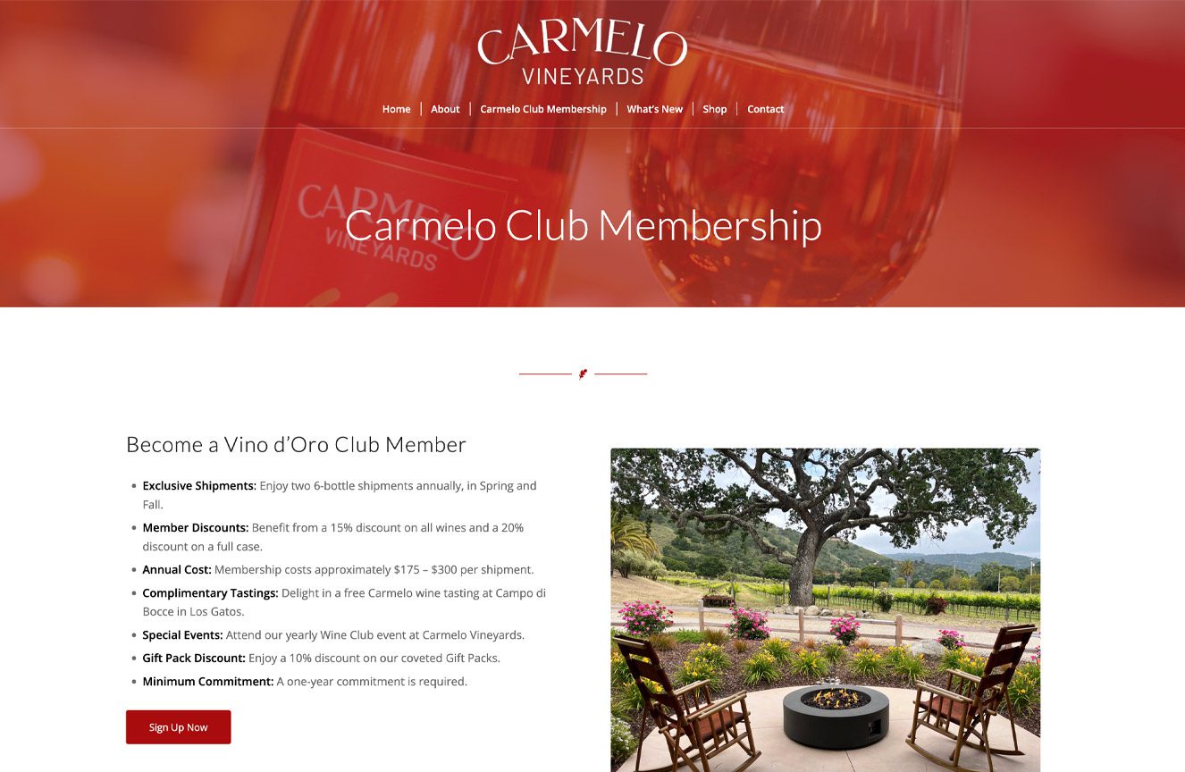 Carmelo Vineyards web design