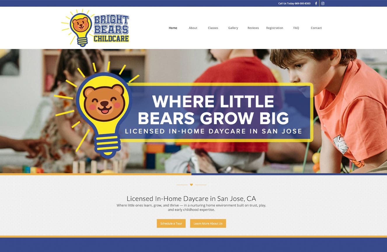 brightbears childcare website design